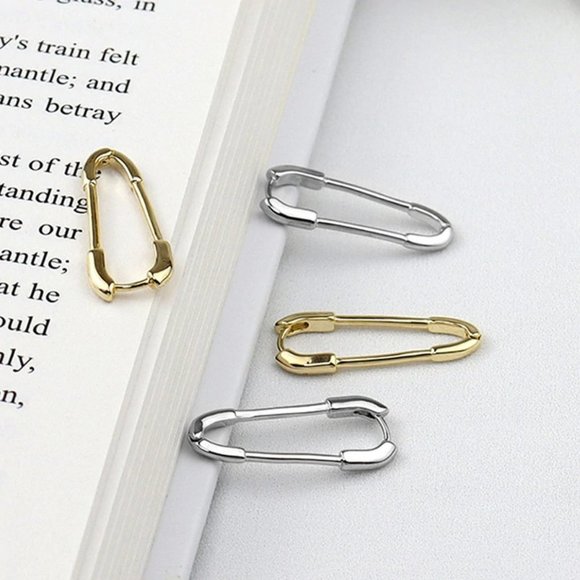 *NEW 925 Sterling Silver Paper Clip Pin Earrings - Picture 4 of 6